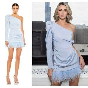Mac Duggal Light Blue One-Shoulder Mini Dress